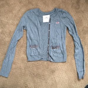 Gray ruffle pocket cardigan